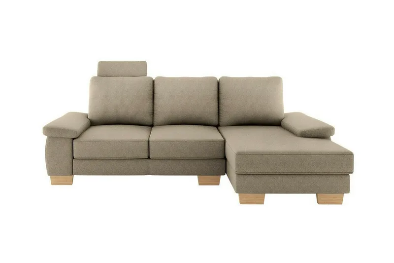Graystone 3-sits Höger Hörnbäddsoffa 130x193 cm med Förvaring i Tyg, Beige