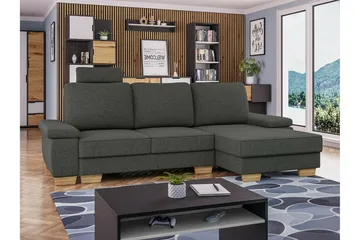 Graystone 3-sits Höger Hörnbäddsoffa 130x193 cm med Förvaring i Tyg - Grå - Möbler - Soffa - Bäddsoffa - Bäddsoffa divan