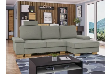 Graystone 3-sits Höger Hörnbäddsoffa 130x193 cm med Förvaring i Tyg - Ljusgrå - Möbler - Soffa - Bäddsoffa - Bäddsoffa divan