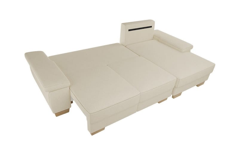 Graystone 3-sits Höger Hörnbäddsoffa 130x193 cm med Förvaring i Tyg - Ljusgrå - Möbler - Soffa - Bäddsoffa - Bäddsoffa divan