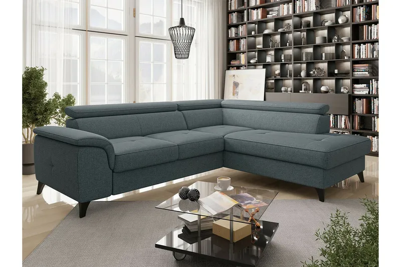 Graystone 3-sits Höger Hörnbäddsoffa med Förvaring i Tyg - Grå - Möbler - Soffa - Bäddsoffa - Bäddsoffa längsbäddad