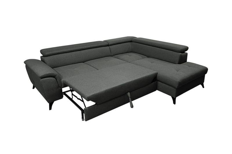 Graystone 3-sits Höger Hörnbäddsoffa med Förvaring i Tyg - Grå - Möbler - Soffa - Bäddsoffa - Bäddsoffa längsbäddad