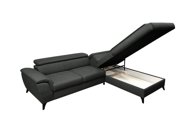 Graystone 3-sits Höger Hörnbäddsoffa med Förvaring i Tyg - Grå - Möbler - Soffa - Bäddsoffa - Bäddsoffa längsbäddad