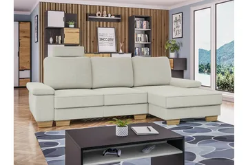 Graystone 3-sits Höger Hörnbäddsoffa med Förvaring i Tyg - Ljusgrå - Möbler - Soffa - Bäddsoffa - Bäddsoffa divan