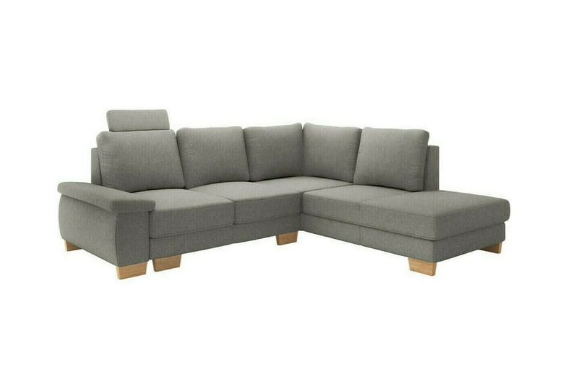 Graystone 3-sits Höger L-formad Hörnbäddsoffa 130x203 cm med Förvaring i Tyg, Grå