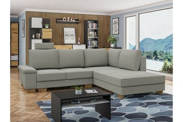 Graystone 3-sits Höger L-formad Hörnbäddsoffa 130x203 cm med Förvaring i Tyg - Grå - Möbler - Soffa - Bäddsoffa - Bäddsoffa längsbäddad