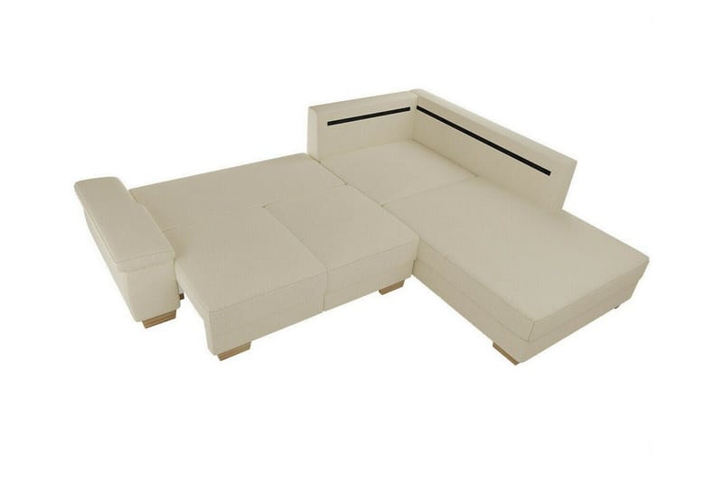 Graystone 3-sits Höger L-formad Hörnbäddsoffa 130x203 cm med Förvaring i Tyg - Grå - Möbler - Soffa - Bäddsoffa - Bäddsoffa längsbäddad