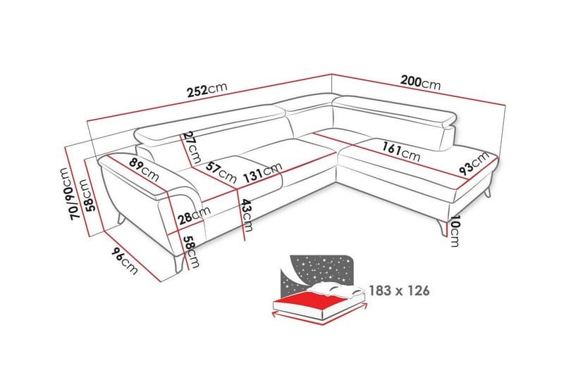 Graystone 3-sits Hörnbäddsoffa - Möbler - Soffa - Bäddsoffa - Hörnbäddsoffa