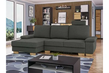 Graystone 3-sits Vänster Hörnbäddsoffa 130x193 cm med Förvaring i Tyg - Grå - Möbler - Soffa - Bäddsoffa - Bäddsoffa divan