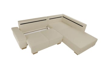 Graystone 3-sits Vänster Hörnbäddsoffa 130x203 cm med Förvaring i Tyg - Grå - Möbler - Soffa - Bäddsoffa - Bäddsoffa längsbäddad