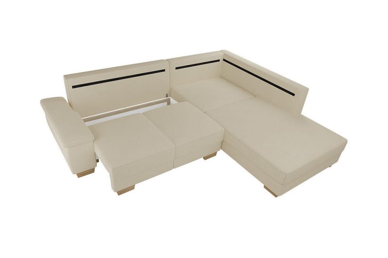 Graystone 3-sits Vänster Hörnbäddsoffa 130x203 cm med Förvaring i Tyg - Grå - Möbler - Soffa - Bäddsoffa - Bäddsoffa längsbäddad