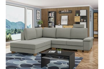 Graystone 3-sits Vänster Hörnbäddsoffa 130x203 cm med Förvaring i Tyg - Grå - Möbler - Soffa - Bäddsoffa - Bäddsoffa längsbäddad