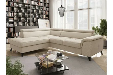 Graystone 3-sits Vänster Hörnbäddsoffa med Förvaring i Tyg - Beige - Möbler - Soffa - Bäddsoffa - Bäddsoffa längsbäddad