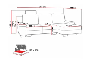 Graystone 3-sits Vänster Hörnbäddsoffa med Förvaring i Tyg - Ljusgrå - Möbler - Soffa - Bäddsoffa - Bäddsoffa divan