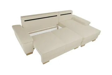 Graystone 3-sits Vänster Hörnbäddsoffa med Förvaring i Tyg - Ljusgrå - Möbler - Soffa - Bäddsoffa - Bäddsoffa divan