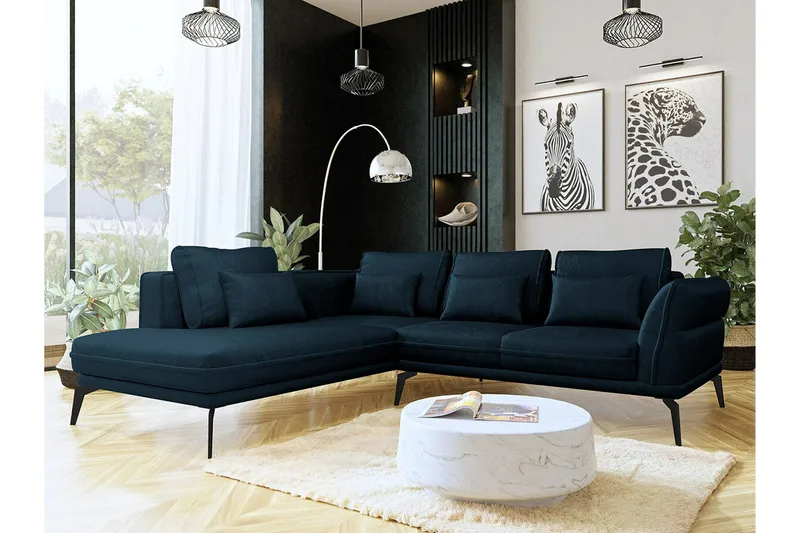Graystone 4-sits Hörnbäddsoffa NO_BRAND Dark blue - Möbler - Soffa - Divansoffa & schäslongsoffa - 4 sits soffa med divan