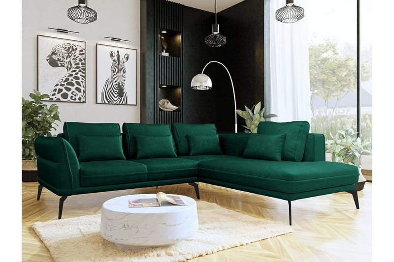 Graystone 4-sits Hörnbäddsoffa NO_BRAND Dark green - Möbler - Soffa - Divansoffa & schäslongsoffa - 4 sits soffa med divan