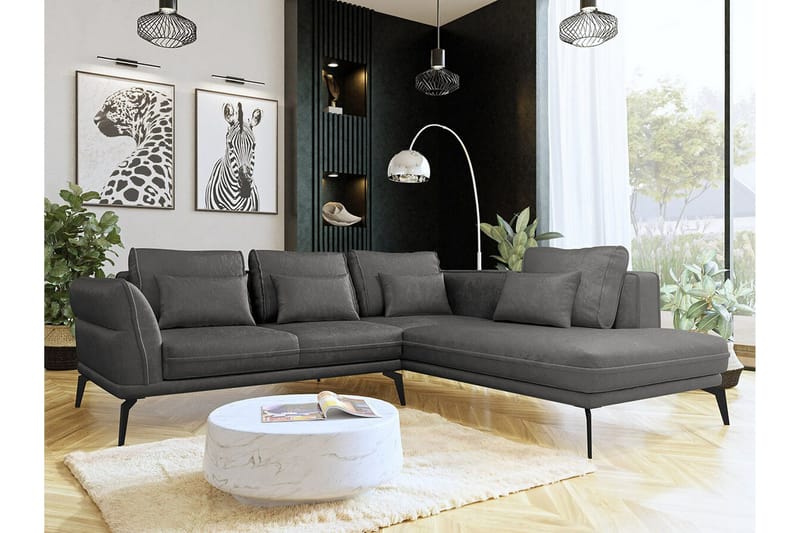 Graystone 4-sits Hörnbäddsoffa NO_BRAND Dark grey - Möbler - Soffa - Divansoffa & schäslongsoffa - 4 sits soffa med divan