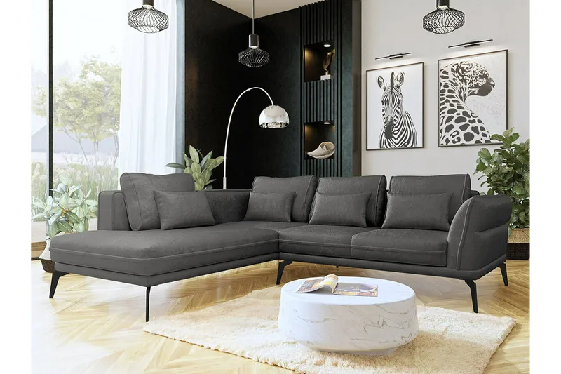 Graystone 4-sits Hörnbäddsoffa NO_BRAND Dark grey - Möbler - Soffa - Divansoffa & schäslongsoffa - 4 sits soffa med divan