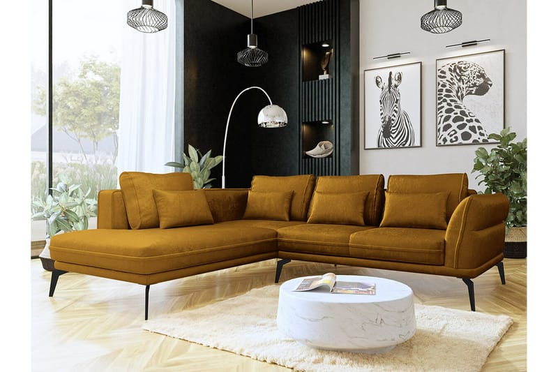 Graystone 4-sits Hörnbäddsoffa NO_BRAND Dark yellow - Möbler - Soffa - Divansoffa & schäslongsoffa - 4 sits soffa med divan