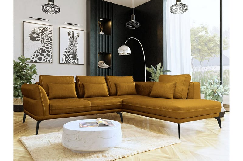 Graystone 4-sits Hörnbäddsoffa NO_BRAND Dark yellow - Möbler - Soffa - Divansoffa & schäslongsoffa - 4 sits soffa med divan