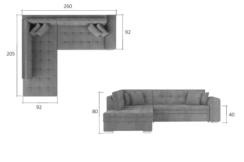 Hörnbäddsoffa Fuentre - Rosa - Möbler - Soffa - Bäddsoffa - Hörnbäddsoffa