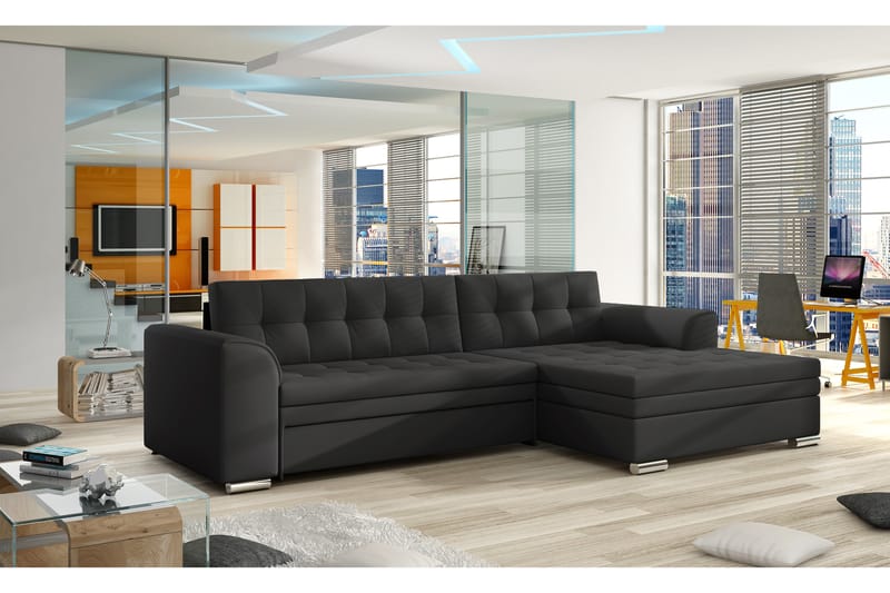 Hörnbäddsoffa Libere med Divan - Svart - Möbler - Soffa - Bäddsoffa - Hörnbäddsoffa