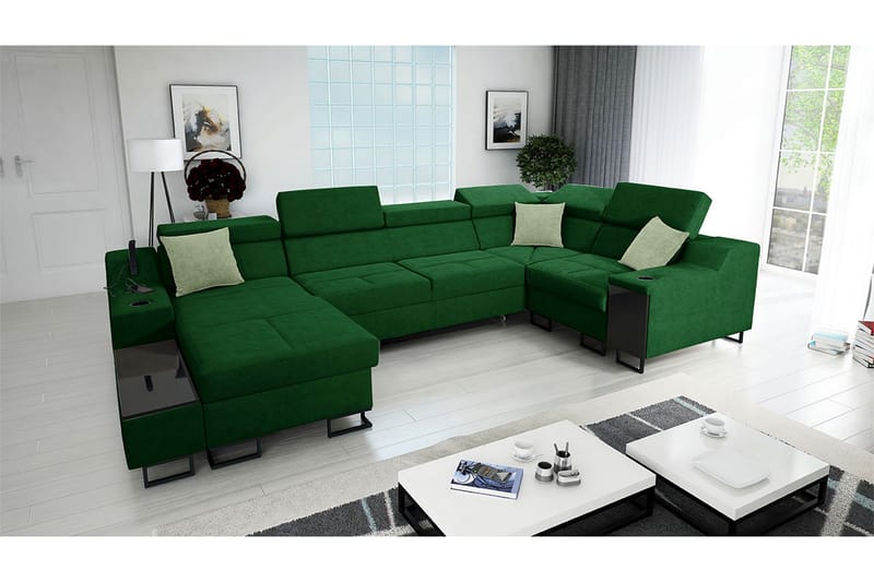 Hörnbäddsoffa m. Divan Tamami 5-sits 268x127 - Grön - Möbler - Soffa - Bäddsoffa - Hörnbäddsoffa