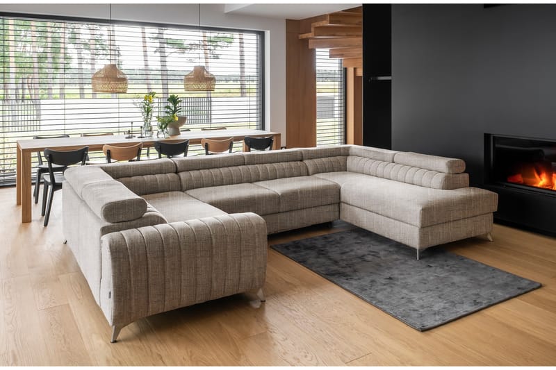 Hörnbäddsoffa m. Schäslong Satender - Beige - Möbler - Soffa - Bäddsoffa - Hörnbäddsoffa