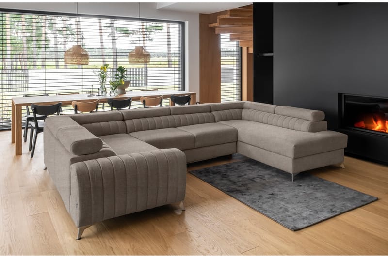 Hörnbäddsoffa m. Schäslong Satender - Beige - Möbler - Soffa - Bäddsoffa - Hörnbäddsoffa