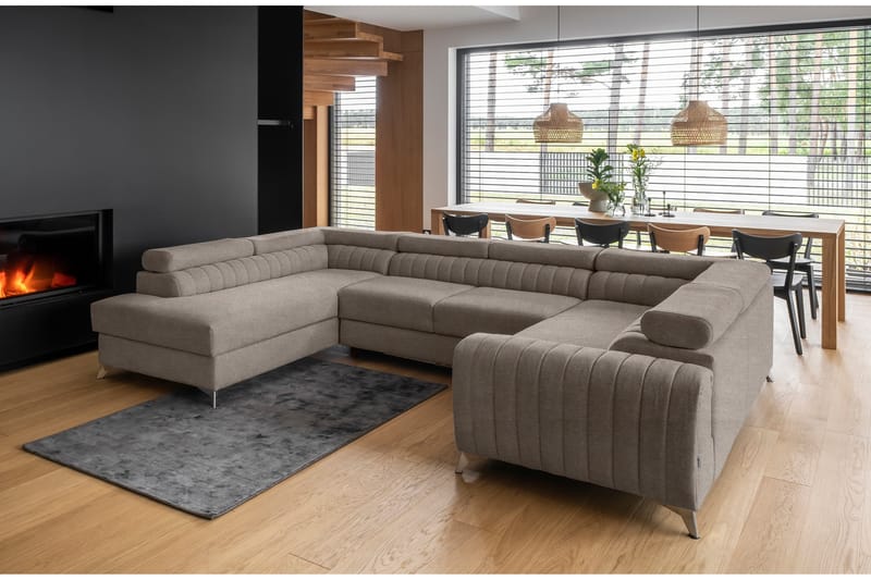 Hörnbäddsoffa m. Schäslong Satender - Beige - Möbler - Soffa - Bäddsoffa - Hörnbäddsoffa