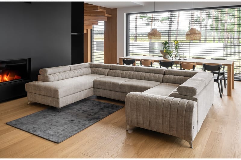 Hörnbäddsoffa m. Schäslong Satender - Beige - Möbler - Soffa - Bäddsoffa - Hörnbäddsoffa