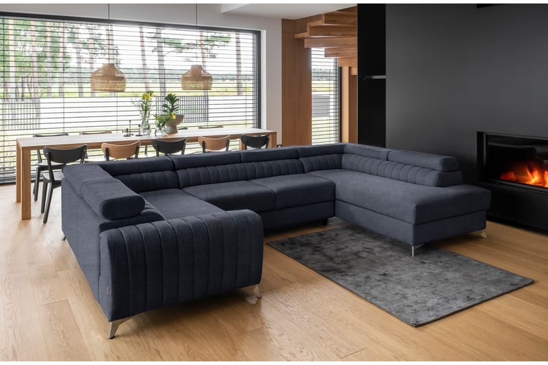Hörnbäddsoffa m. Schäslong Satender - Blå - Möbler - Soffa - Bäddsoffa - Hörnbäddsoffa