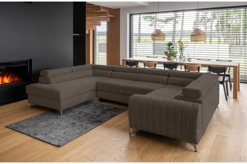 Hörnbäddsoffa m. Schäslong Satender - Brun - Möbler - Soffa - Bäddsoffa - Hörnbäddsoffa