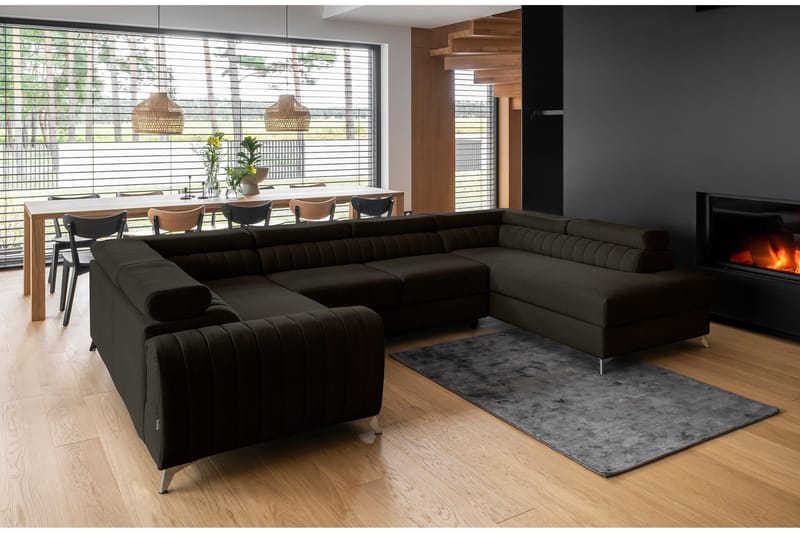Hörnbäddsoffa m. Schäslong Satender - Brun - Möbler - Soffa - Bäddsoffa - Hörnbäddsoffa