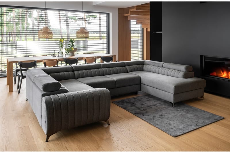Hörnbäddsoffa m. Schäslong Satender - Grå - Möbler - Soffa - Bäddsoffa - Hörnbäddsoffa