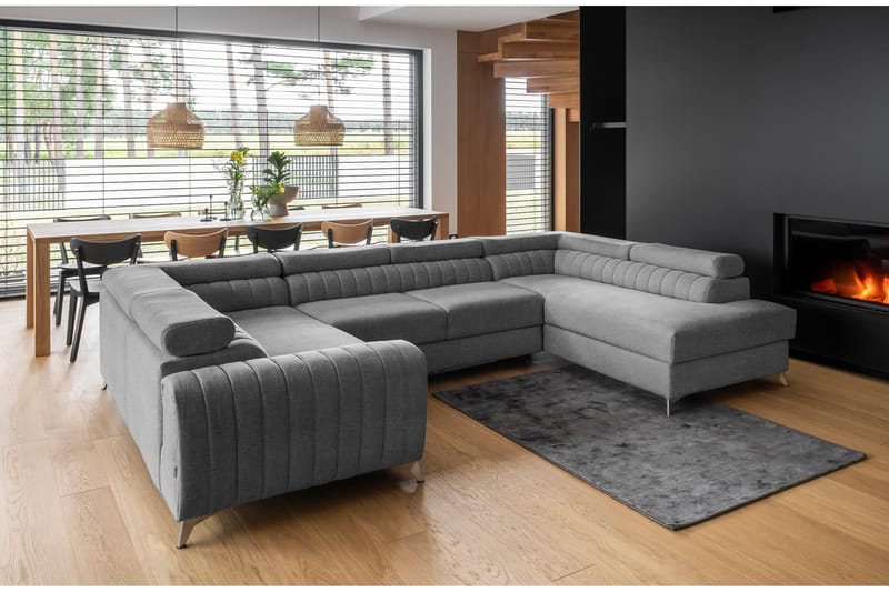 Hörnbäddsoffa m. Schäslong Satender - Grå - Möbler - Soffa - Bäddsoffa - Hörnbäddsoffa