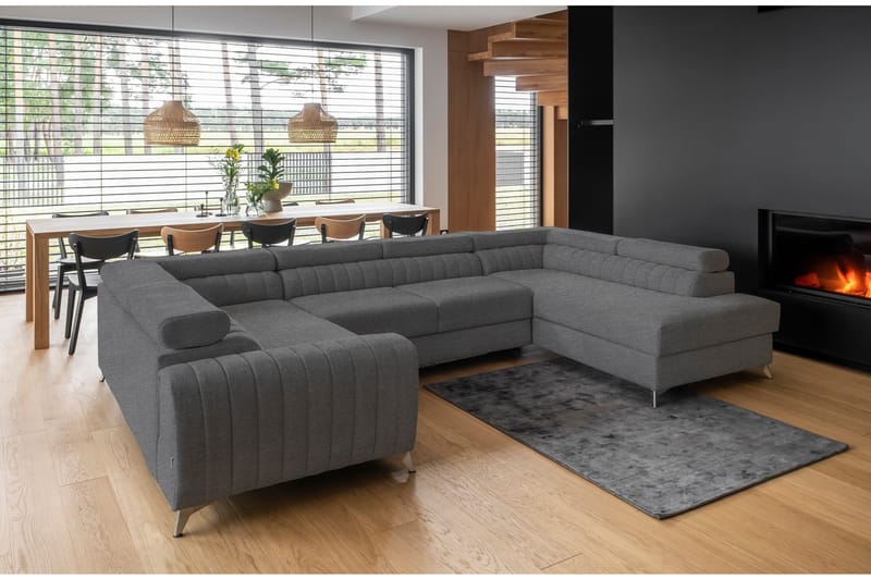 Hörnbäddsoffa m. Schäslong Satender - Grå - Möbler - Soffa - Bäddsoffa - Hörnbäddsoffa