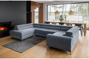 Hörnbäddsoffa m. Schäslong Satender - Ljusblå - Möbler - Soffa - Bäddsoffa - Hörnbäddsoffa