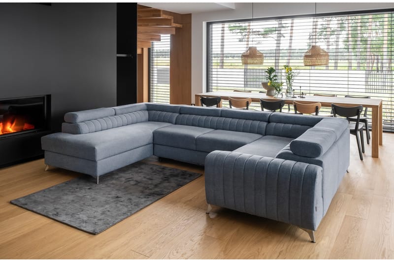 Hörnbäddsoffa m. Schäslong Satender - Ljusblå - Möbler - Soffa - Bäddsoffa - Hörnbäddsoffa