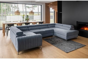 Hörnbäddsoffa m. Schäslong Satender - Ljusblå - Möbler - Soffa - Bäddsoffa - Hörnbäddsoffa