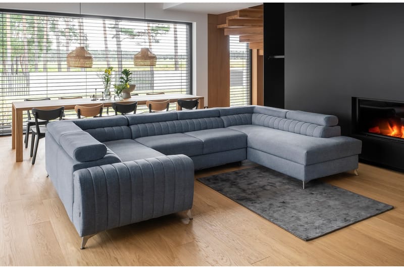 Hörnbäddsoffa m. Schäslong Satender - Ljusblå - Möbler - Soffa - Bäddsoffa - Hörnbäddsoffa