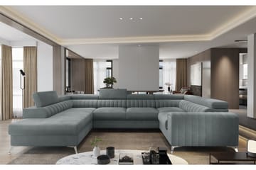 Hörnbäddsoffa m. Schäslong Satender - Ljusblå - Möbler - Soffa - Bäddsoffa - Hörnbäddsoffa