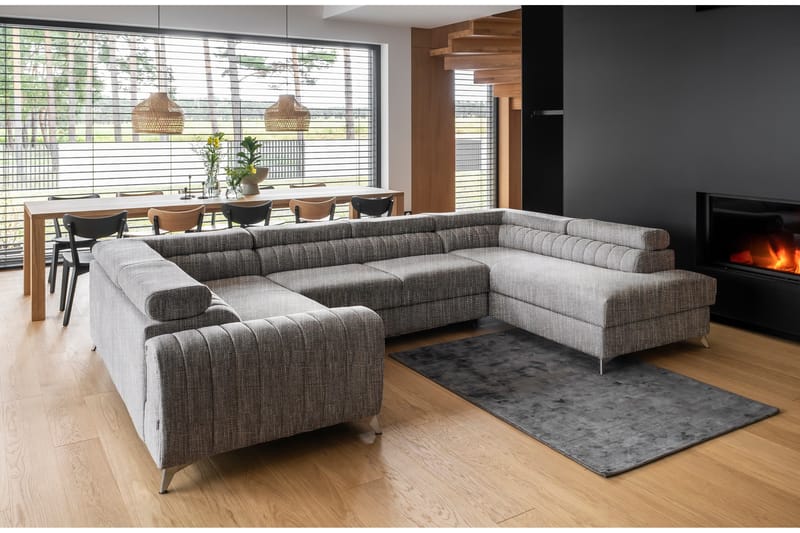 Hörnbäddsoffa m. Schäslong Satender - Ljusgrå - Möbler - Soffa - Bäddsoffa - Hörnbäddsoffa