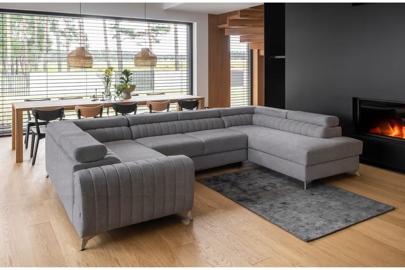 Hörnbäddsoffa m. Schäslong Satender - Ljusgrå - Möbler - Soffa - Bäddsoffa - Hörnbäddsoffa