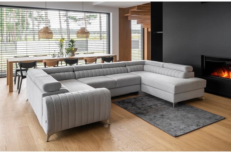 Hörnbäddsoffa m. Schäslong Satender - Ljusgrå - Möbler - Soffa - Bäddsoffa - Hörnbäddsoffa