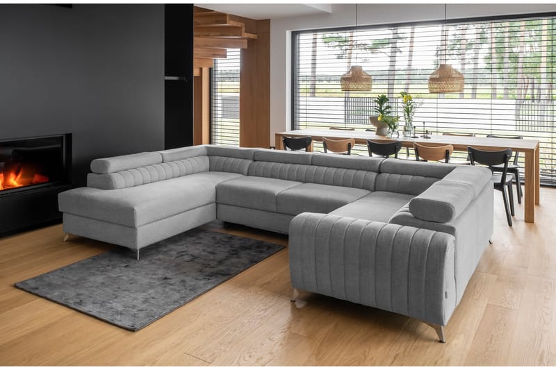 Hörnbäddsoffa m. Schäslong Satender - Ljusgrå - Möbler - Soffa - Bäddsoffa - Hörnbäddsoffa