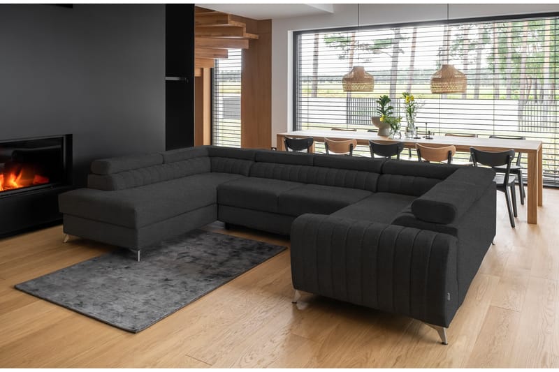 Hörnbäddsoffa m. Schäslong Satender - Mörkgrå - Möbler - Soffa - Bäddsoffa - Hörnbäddsoffa
