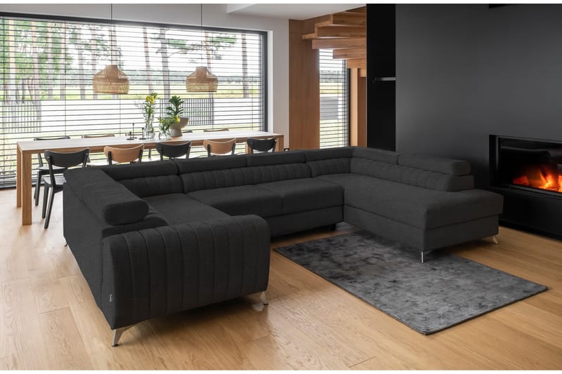 Hörnbäddsoffa m. Schäslong Satender - Mörkgrå - Möbler - Soffa - Bäddsoffa - Hörnbäddsoffa