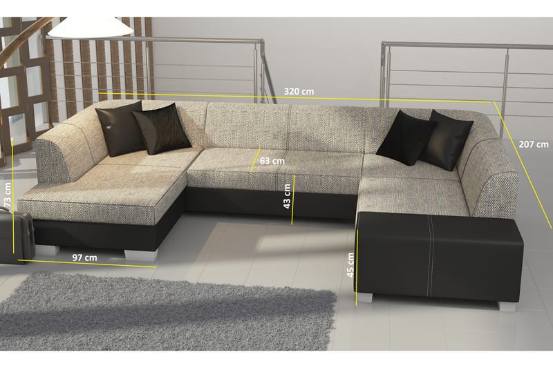 Hörnbäddsoffa Mignon - Grå|Svart - Möbler - Soffa - Bäddsoffa - Hörnbäddsoffa
